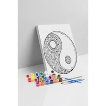 Yin Yang Desenli Mandala Tuval Boyama Seti 40x50 Cm