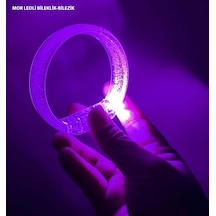 Mor Led Işıklı Baskı Yapılabilen Pilli Bileklik Bilezik 1,5 Cm Genişlik Çok Renkli