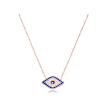 Zirkon Taşlı Pırlanta Montür Mineli Göz Desenli Rose Kaplamalı Gümüş Kolye Gold - Rose Gold - Gümüş