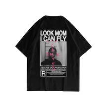Flood Of Style Unisex Look Mom I Can Fly Siyah Tshirt