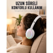 Mey Najmaddin Beyaz Kablosuz Bluetooth Kulaklık Mikrofonlu Ergonomik Kulak Üstü Tasarım Najmaddin