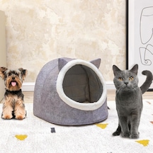 Keçe, Katlanabilir Kedi ve Köpek Evi Yatağı Gri