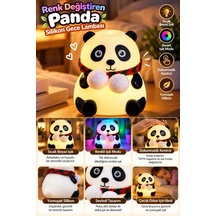Dokunmatik Kontrollü Renkli Panda Gece Lambası 1 Adet Beyaz