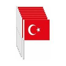 Exizticaret 100 Adet Çıtalı Orta Boy Türk Bayrağı 12cm-22cm Exiznm813