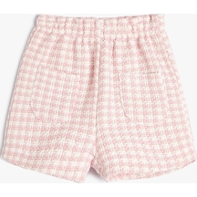 Koton Şort Cep Detaylı Beli Lastikli Pembe Ekose 4smg40036aw 4SMG40036AW2C7 Pembe