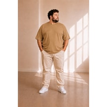 Sngl Tekstil Erkek Büyük Beden Oversize Kısa Kollu T-shirt 3xl 4xl 5xl 6xl 7xl 8xl 9xl Sütlü Kahverengi