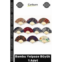 Özel Üretim El Yapımı Doğal Estetik Katlanabilir Şık Yazlık Aksesuar Bambu Yelpaze Büyük 1 Adet