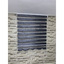 Antrasit Gri Renk Bambu Zebra Perde (Etek Boncuklu)
