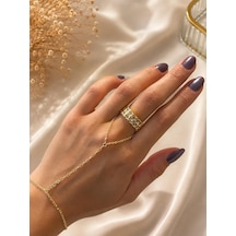 Baklava Desen Gold Yüzük Çok Renli