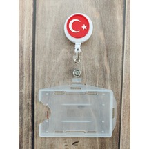 Türk Bayrağı Silikon Yoyo Yaka Kartlığı Yatay Dikey Kart Koruyucu