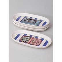 The Mia Palma Oval Servis Tabağı 4lü 17 Cm Çok Renkli
