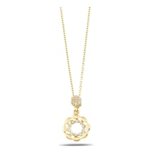 Debora Jewelry 14 Ayar Altın Çiçek Tasarımlı Taşlı Kolye