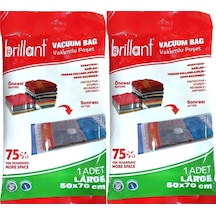 Brillant Vakumlu Poşet/hurç 50 70cm Large İç Adet 1 2 Li Set Şeffaf