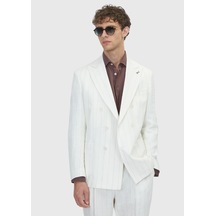 Ramsey Ekru Düz Zeroweight Slim Fit %100 Keten Takım Elbise