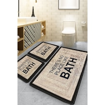 No Place Bej 3'lü Set Banyo Paspası Djt Renkli