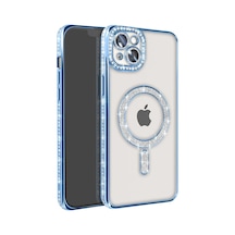 Apple Uyumlu iPhone 15 Kılıf Joke Simli Magneticsafe Kılıf - Mavi Diğer