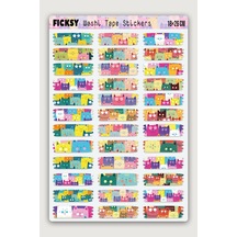 Sevimli Kedi Temalı Washi Tape Bant Sticker Seti - 36 Adet Şekilli Bant Etiket Çıkartma Diğer