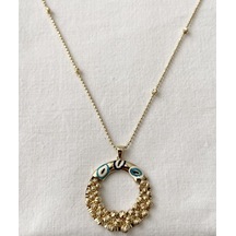 Bydevli İtalyan Dorika Toplu Gözlü Altın Kolye-bbyd193