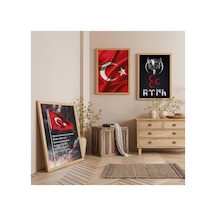 Ahşap Çerçeveli Çiçeklerin Dansı Üçlü Ahşap Tablo Seti