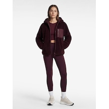 Koton Kapüşonlu Uzun Kollu Fermuarlı Cep Detaylı Oversize Peluş Ceket Bordo 6wak20044nk Bordo