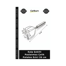 Özel Üretim Pratik Püre Mutfak Gereci Patates Ezici - Kalp Şekilli - Paslanmaz Çelik - 26 Cm Uzunluk