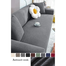 Tuğla Desen 3 Kişilik Lastikli Kanepe Örtüsü Lastikli Koltuk Örtüsü Koltuk Kılıfı Antrasit 180 X 230 Çok Renkli
