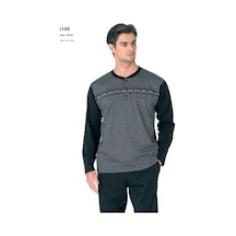 Pierre Cardin 6109 Erkek Uzun Kollu Yakası Düğmeli Pijama Takım-siyah Siyah