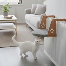 Gobypet Kalorifer Petek Radyatör Yatağı Oval Yapılı, Askılı Tasarım, Ahşap Taşıyıcılı Konfor Alanı Gri Açık Bej