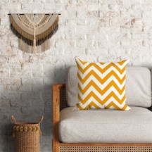 Zigzag Desenli Hardal Dekoratif Minder Kılıfı 60 x 60 cm