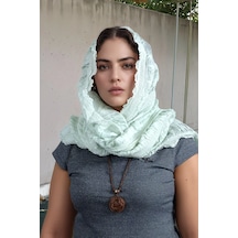 Rosehan Collection El Dokuması Haki İpek Şal - Gofreli - Ödemiş İpeği