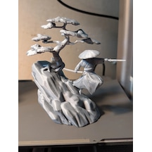 Minyatür Ağaç Bonsai Ağacı 14cm Gri Renk Pla Doğal Malzeme