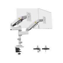 North Bayou Nb H180 17-27" Çift Kol 2-9 Kg Amortisörlü Monitör Standı Beyaz