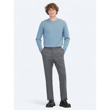 Gri Düz Dokuma Fitted Fit Klasik Pantolon Gri