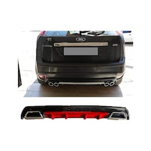 Ford Focus 2 Hatchback Kırmızı Difüzör Çiftli Kare Egzoz Görünümlü D Tip Difizör 2004 - 2010