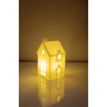 Kış Evi Mumluk Noel Yılbaşı Süsü Dekoratif Biblo Tealight Mumluk Seti Mumlar Dahildir