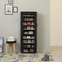 Toz Geçirmez Örtülü 10 Katlı Metal Ayakkabı Rafı, Siyah, Rxj10h Acı Kahverengi
