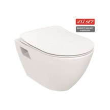 Creavit Terra Rim-off Kanalsız Asma Klozet Tp329.00 + Duck Tp Yavaş Kapanan Kapak 2'li Set Beyaz
