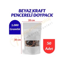 Beyaz Kraft Pencereli Doypack 20x30x10 Cm 50 Adet