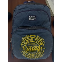 Old Cotton Cargo Kaliteli Siyah Vintage Salaş Baskılı Disayn Günlük Gezi Okul Sırt Çantası Revilla Bag 28x38cm Lacivert