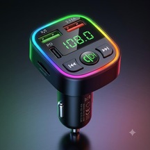 Araç İçi Bluetooth Fm Transmitter, Kablosuz Mp3 Çalar, Çift Usb Ve Type-c Şarj Portlu, Tf Kart