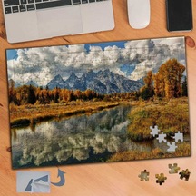 Sararmış Ağaç Ve Göl Manzarası 240 Parça Puzzle Yapboz Tablo-218