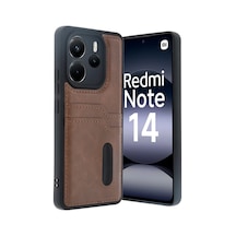 Xiaomi Redmi Note 14 4g Uyumlu Kılıf Sara Kartvizitli Deri Kılıf - Taba