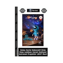 Delux Serisi Dekoratif Ürün Uzay Lambası Çocuk Hediyesi Astronot Projektör Lw37 Mavi Çok Renkli