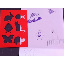 3d Baskı Hayvan Figürleri Çizim Şablonu - Çoklu Desen Kalıbı - Kırmızı