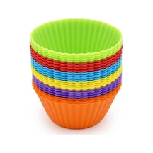 Tr 12 Adet Silikon Tekrar Kullanılabilir Muffin, Kek, Cupcake Kalıbı Kalıpları Çok Renkli Diğer