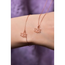 Papatya Silver 925 Ayar Gümüş Rose Kaplama Lotus Çiçeği Kolye ve Bileklik Set Papatya Silver 925 Ayar Gümüş Rose Kaplama Lotus Çiçeği Kolye ve Bileklik Set
