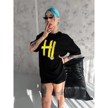 Nnstartshopping Unisex Nakış İşlemeli T-shirt - Siyah Siyah