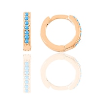 Söğütlü Silver Gümüş Rose Turkuaz Taşlı 9 Mm Halka Küpe Tragus Piercing Helix Kı