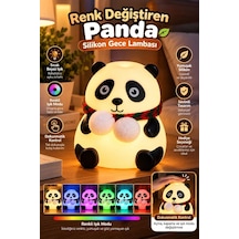 Dokunmatik Kontrollü Renk Değiştiren Panda Gece Lambası Çocuk Odası Ve Yatak Odası Standart 60914707