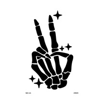 Airbrush Tattoo İskelet Zafer İşareti Yapışkanlı Stencil Süsleme Ve Boyama Kalıbı